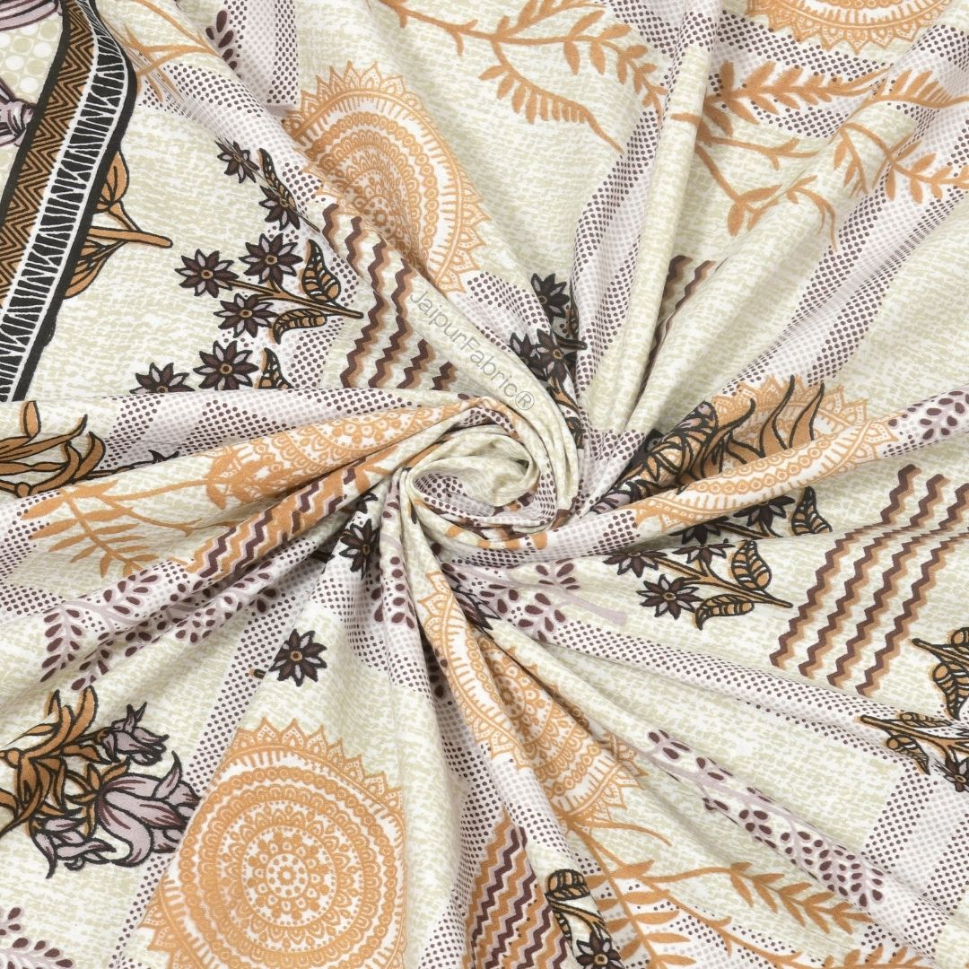 Soft Pastel Check Golden Brown Pure Cotton Double Bedsheet