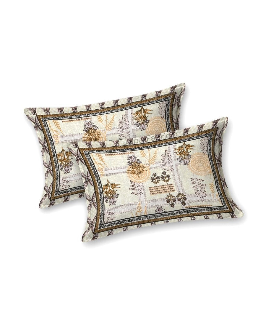 Soft Pastel Check Golden Brown Pure Cotton Double Bedsheet