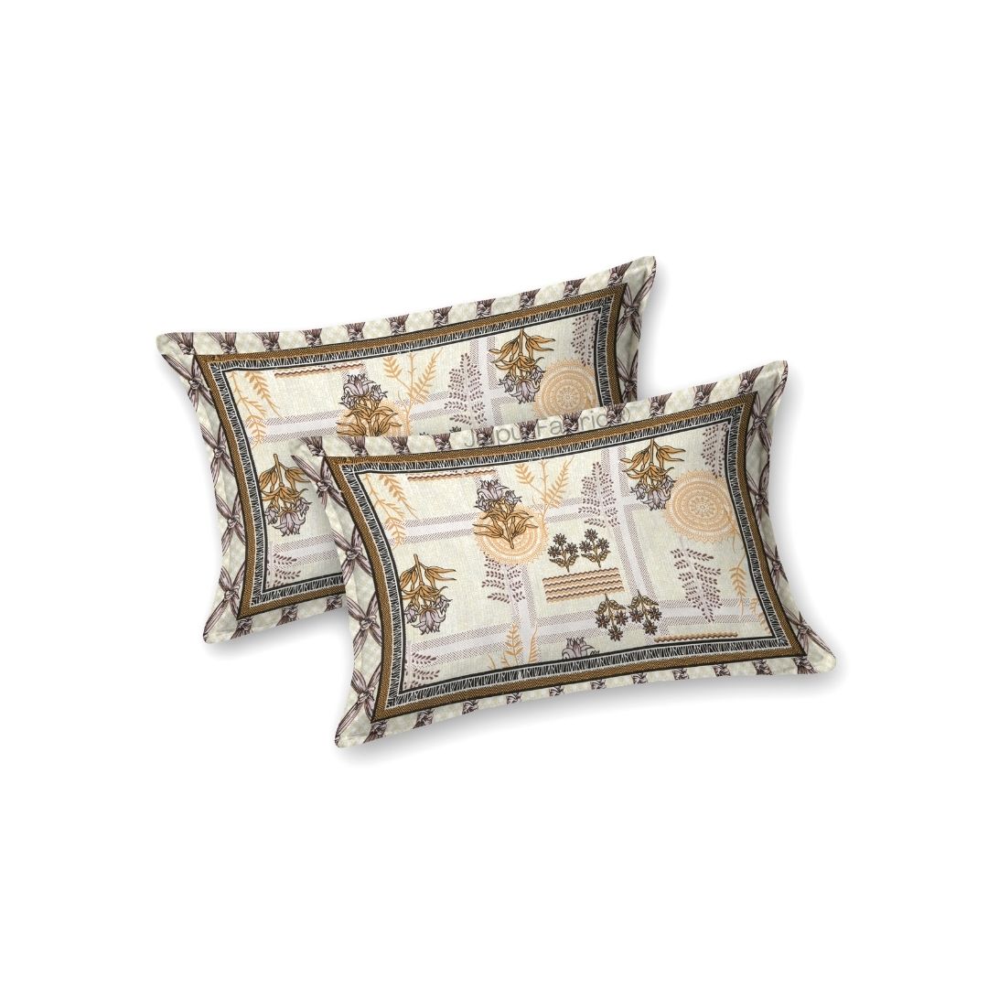 Soft Pastel Check Golden Brown Pure Cotton Double Bedsheet