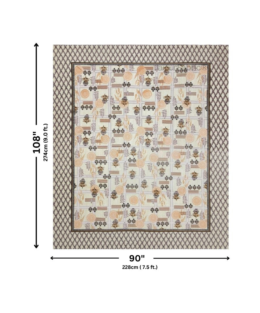 Soft Pastel Check Golden Brown Pure Cotton Double Bedsheet