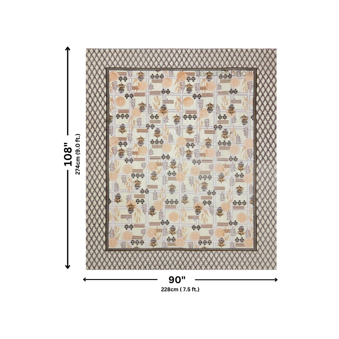 Soft Pastel Check Golden Brown Pure Cotton Double Bedsheet