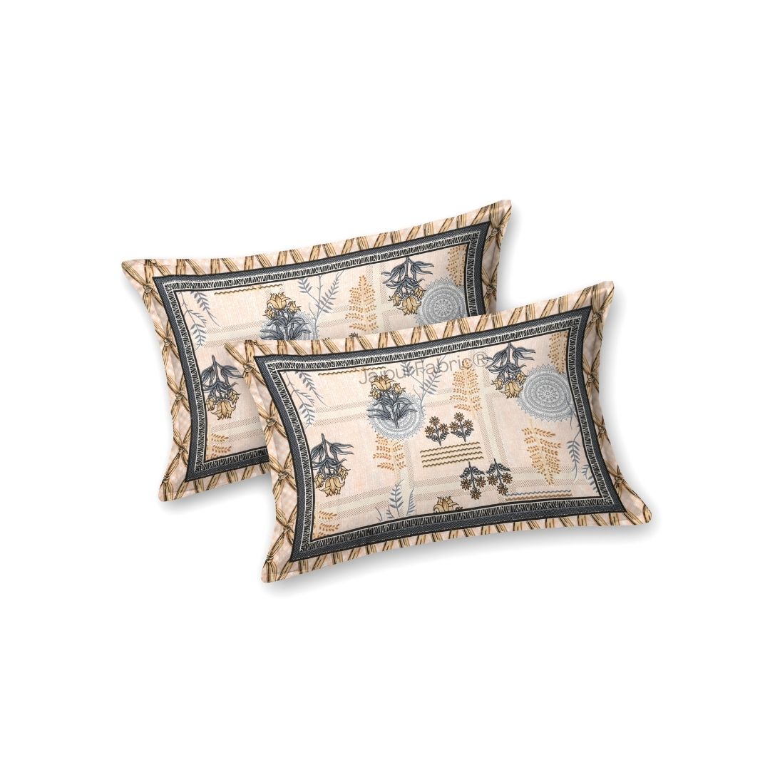 Soft Pastel Check Golden Beige Pure Cotton Double Bedsheet