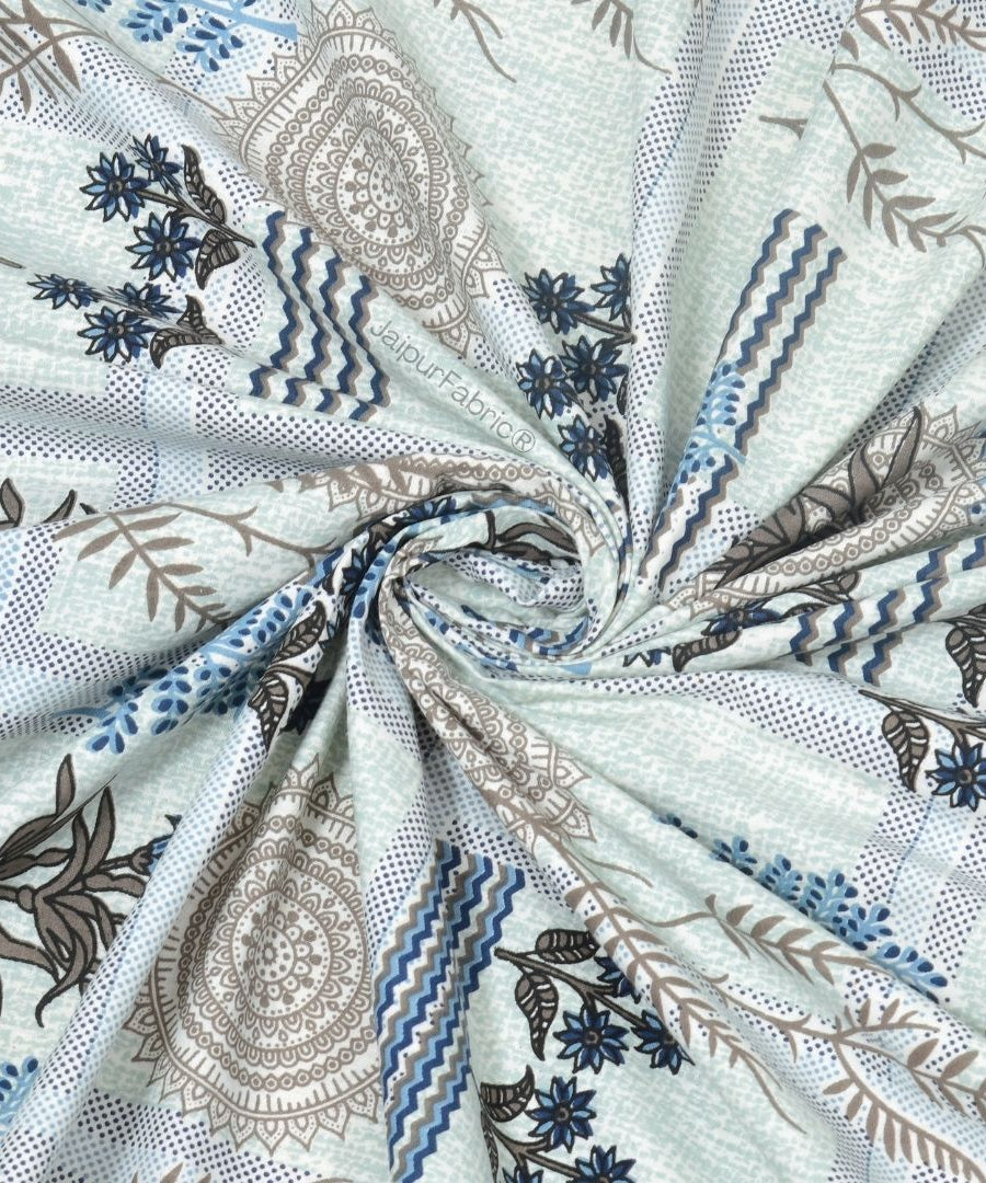 Soft Pastel Check Ocean Blue Pure Cotton Double Bedsheet