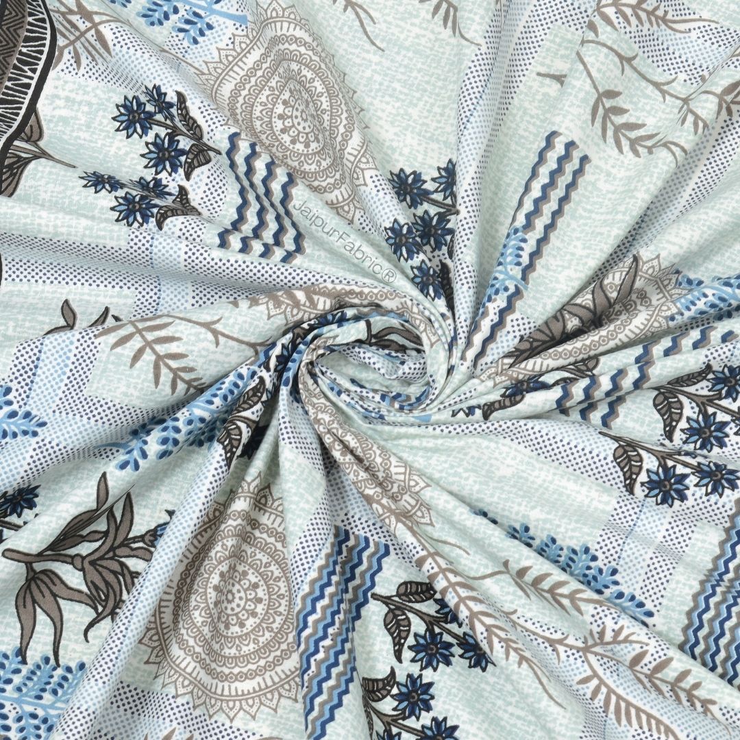 Soft Pastel Check Ocean Blue Pure Cotton Double Bedsheet