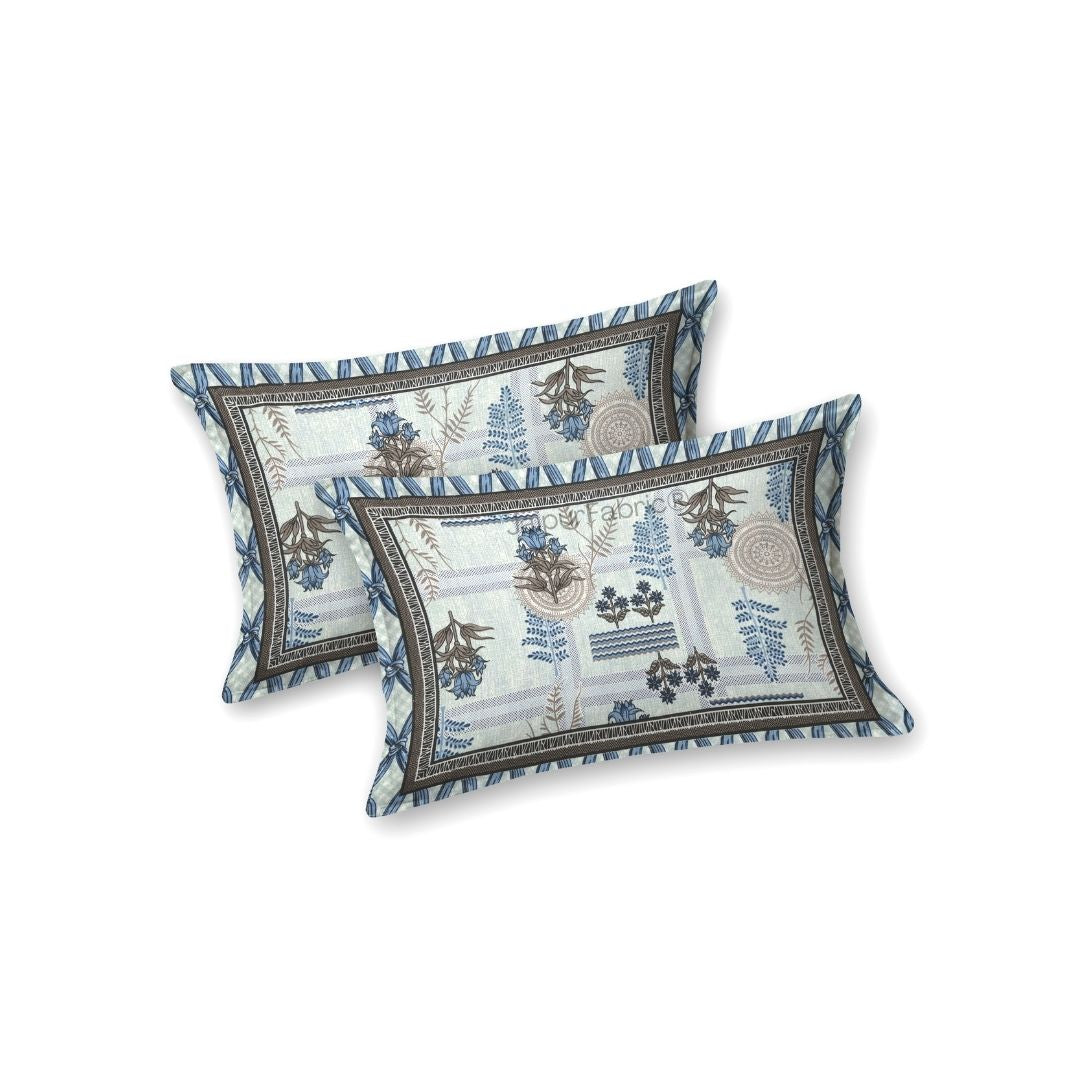 Soft Pastel Check Ocean Blue Pure Cotton Double Bedsheet