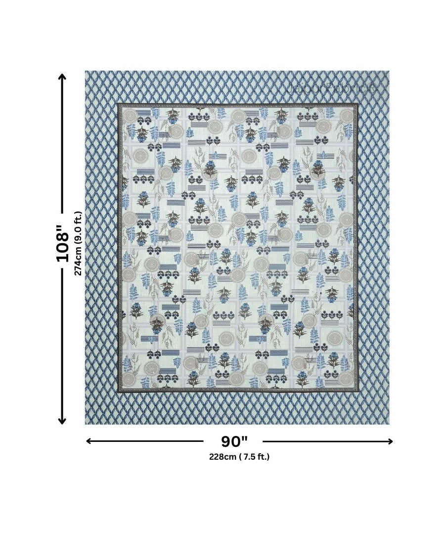 Soft Pastel Check Ocean Blue Pure Cotton Double Bedsheet