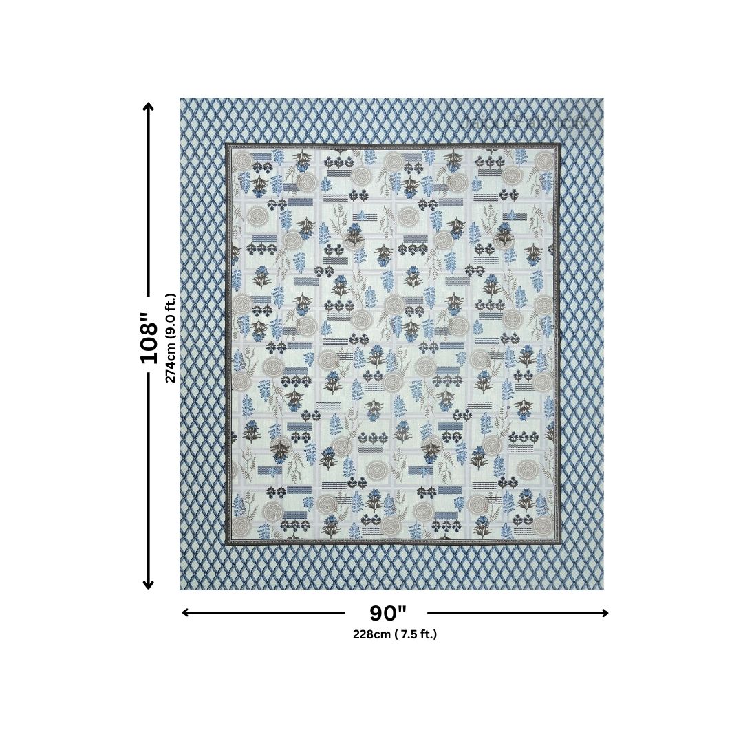 Soft Pastel Check Ocean Blue Pure Cotton Double Bedsheet