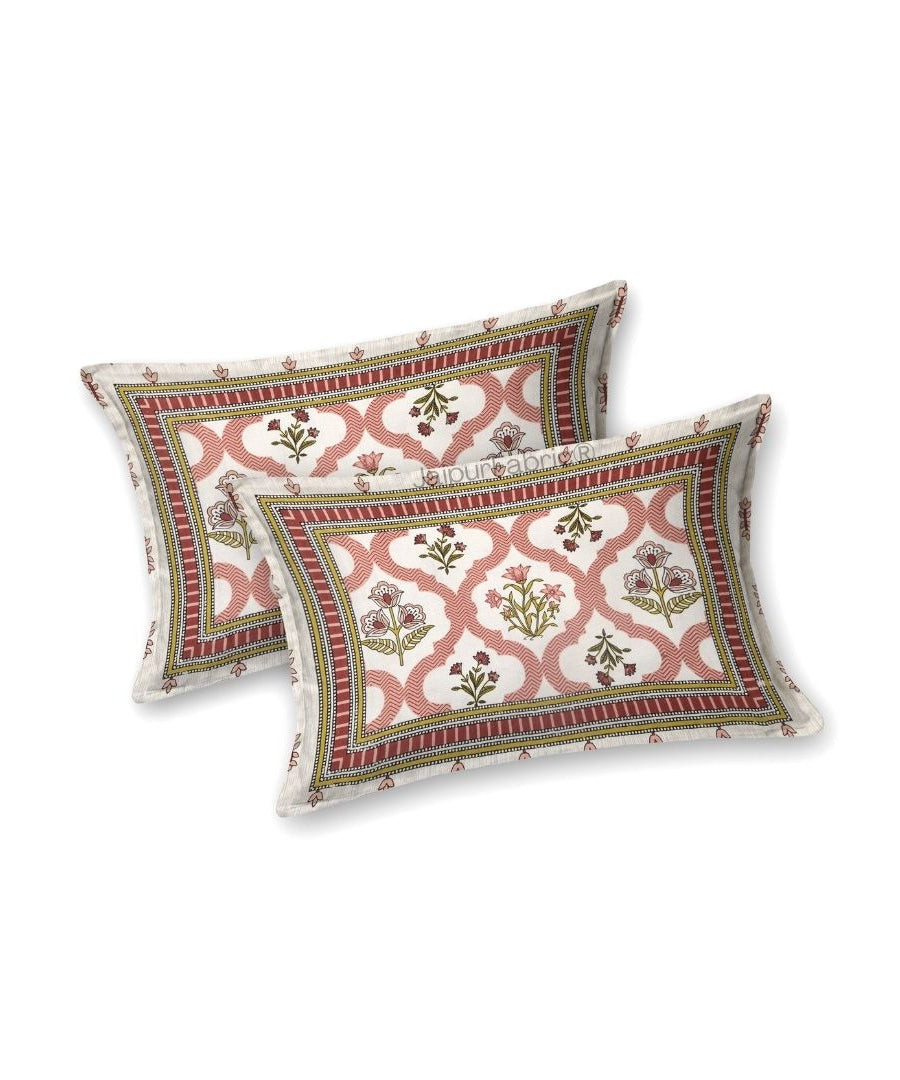 Timeless Red Floral Block Print Pure Cotton Double Bedsheet