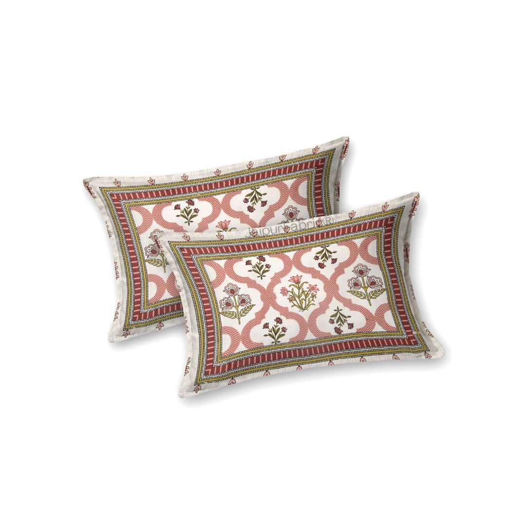 Timeless Red Floral Block Print Pure Cotton Double Bedsheet