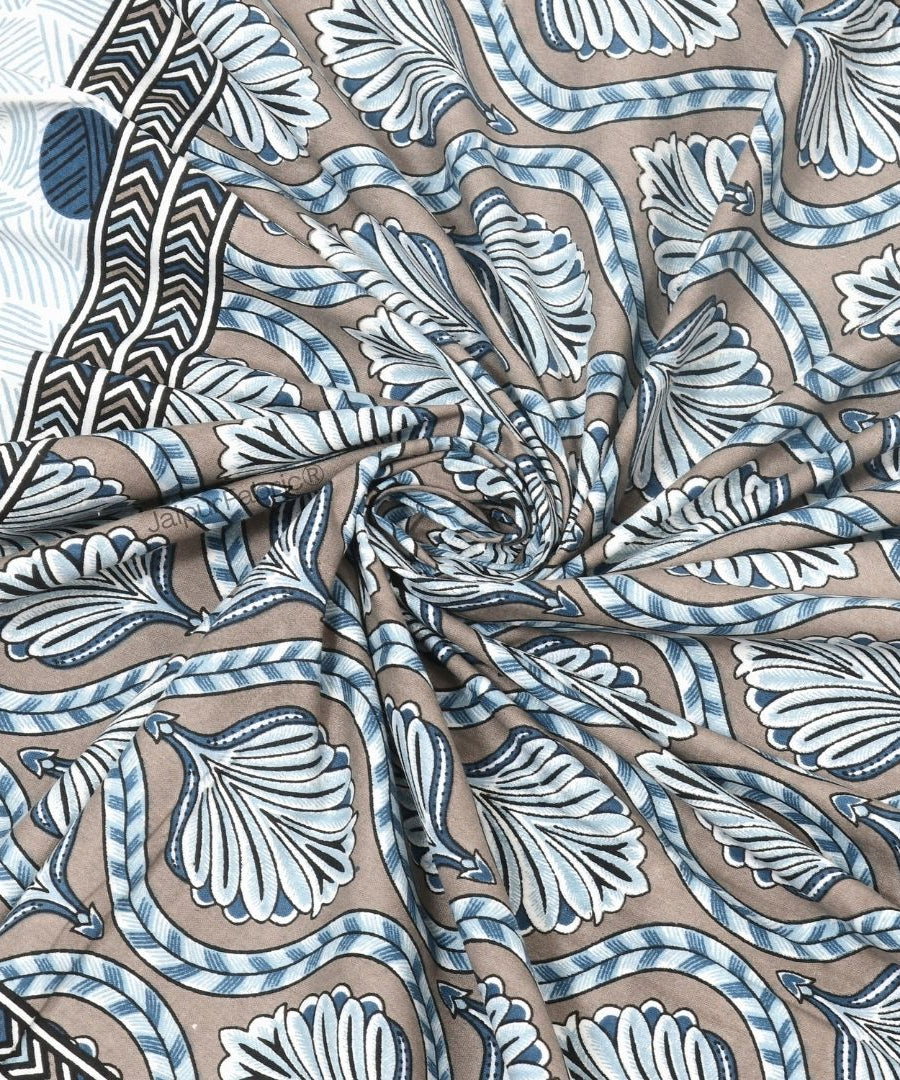 Charming Grey and Blue Polka Dot Pure Cotton Double Bedsheet