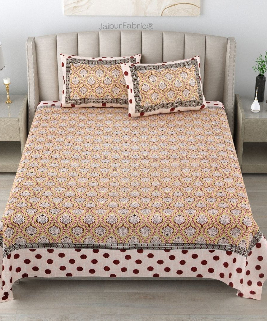 Charming Pink and Red Polka Dot Pure Cotton Double Bedsheet