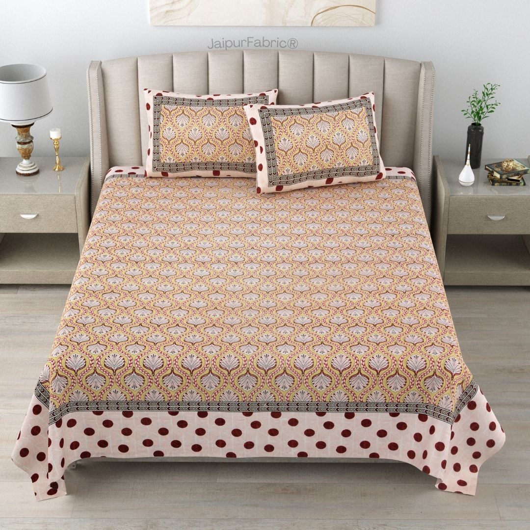 Charming Pink and Red Polka Dot Pure Cotton Double Bedsheet