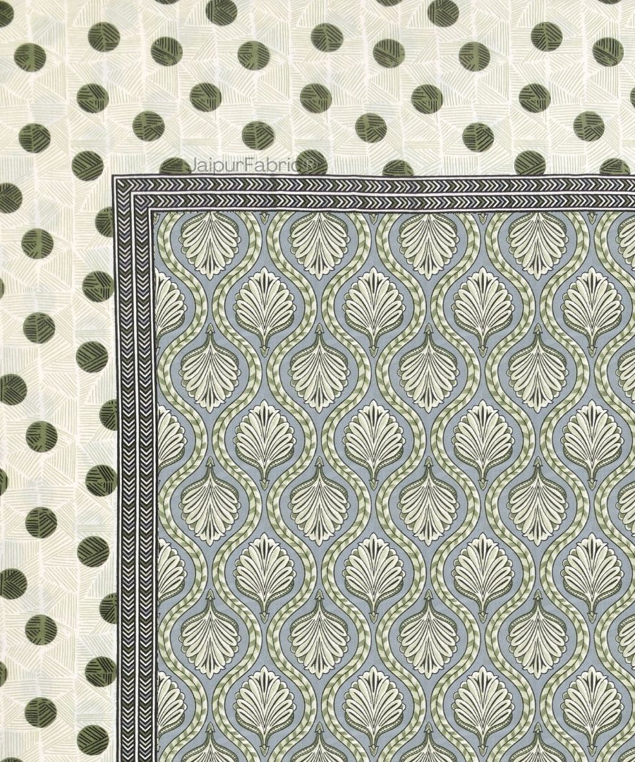 Charming Green Polka Dot Pure Cotton Double Bedsheet