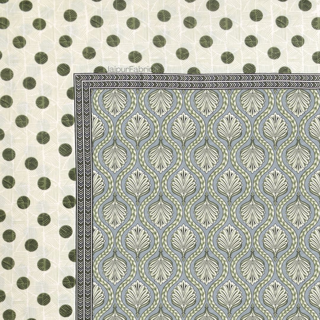 Charming Green Polka Dot Pure Cotton Double Bedsheet