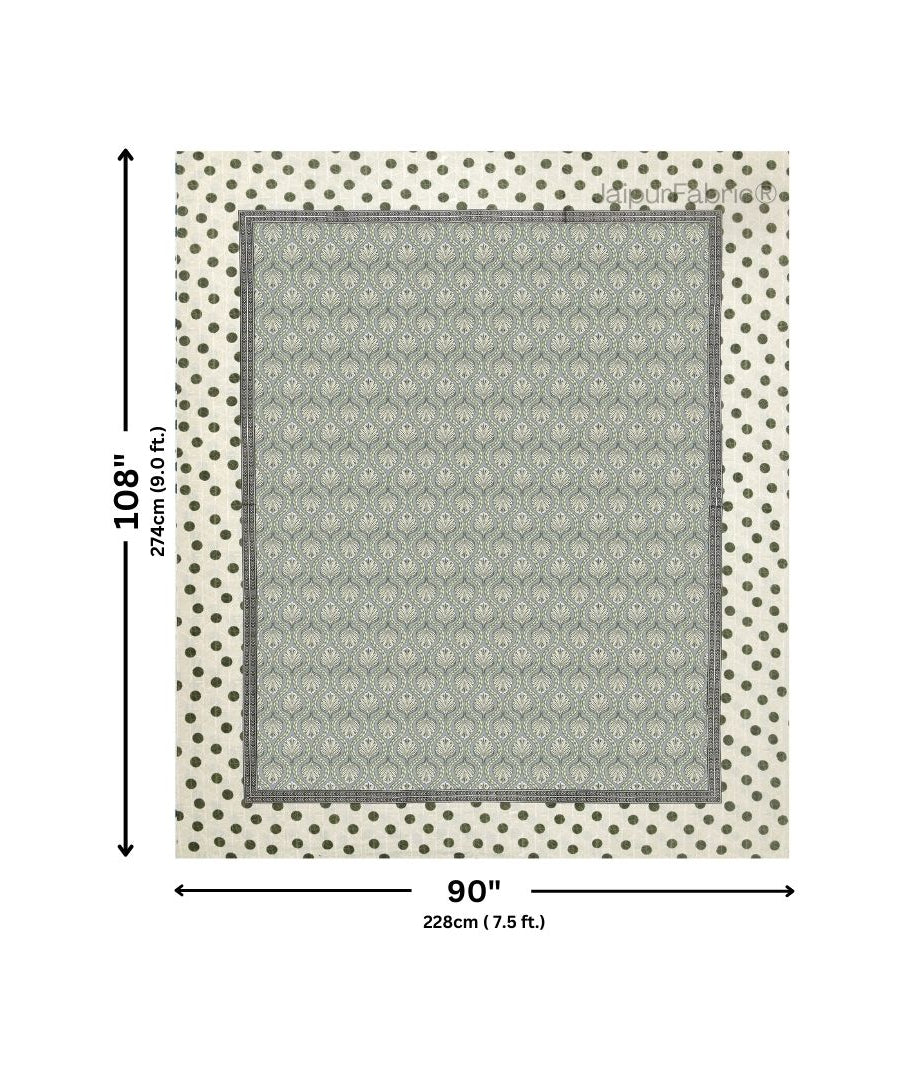 Charming Green Polka Dot Pure Cotton Double Bedsheet