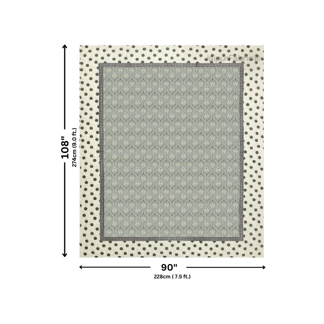 Charming Green Polka Dot Pure Cotton Double Bedsheet