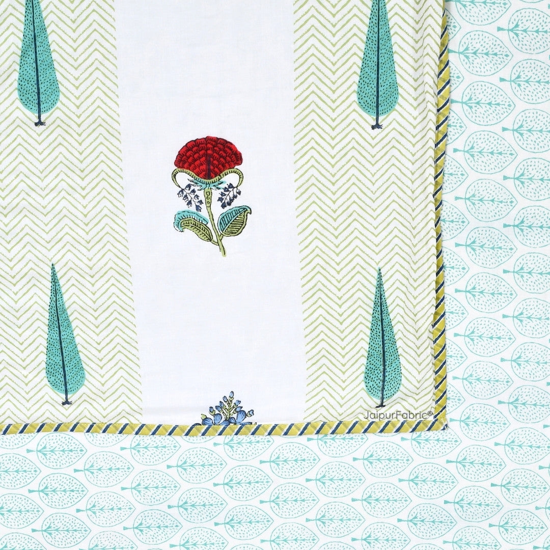 Tropical Myst Block Print 400 TC Pure Premium MulMul Cotton Single Bed Dohar