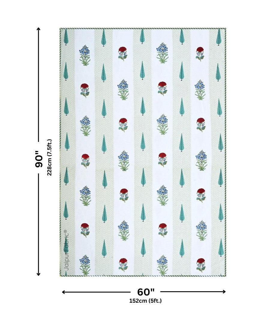 Tropical Myst Block Print 400 TC Pure Premium MulMul Cotton Single Bed Dohar