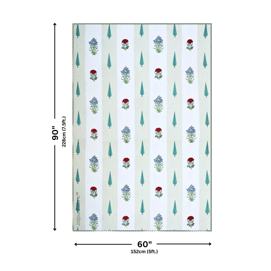 Tropical Myst Block Print 400 TC Pure Premium MulMul Cotton Single Bed Dohar