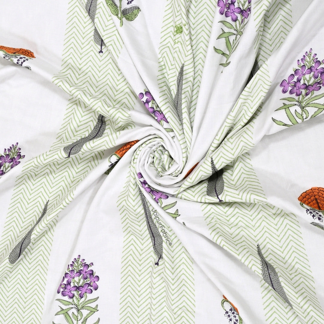 Tropical Ash Block Print 400 TC Pure Premium MulMul Cotton Single Bed Dohar