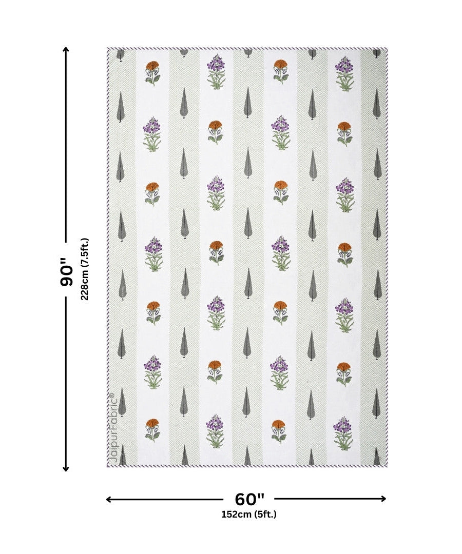 Tropical Ash Block Print 400 TC Pure Premium MulMul Cotton Single Bed Dohar
