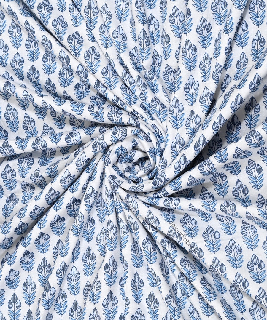 Nebulous Blue Block Print 400 TC Pure Premium MulMul Cotton Single Bed Dohar