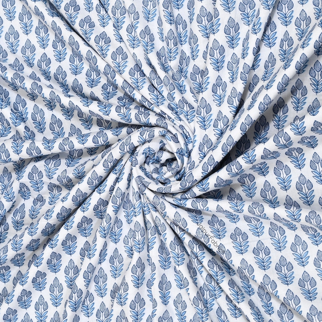 Nebulous Blue Block Print 400 TC Pure Premium MulMul Cotton Single Bed Dohar