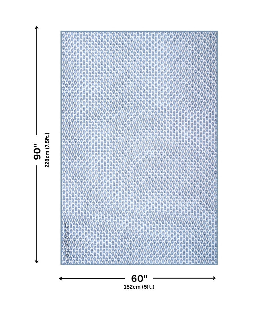 Nebulous Blue Block Print 400 TC Pure Premium MulMul Cotton Single Bed Dohar