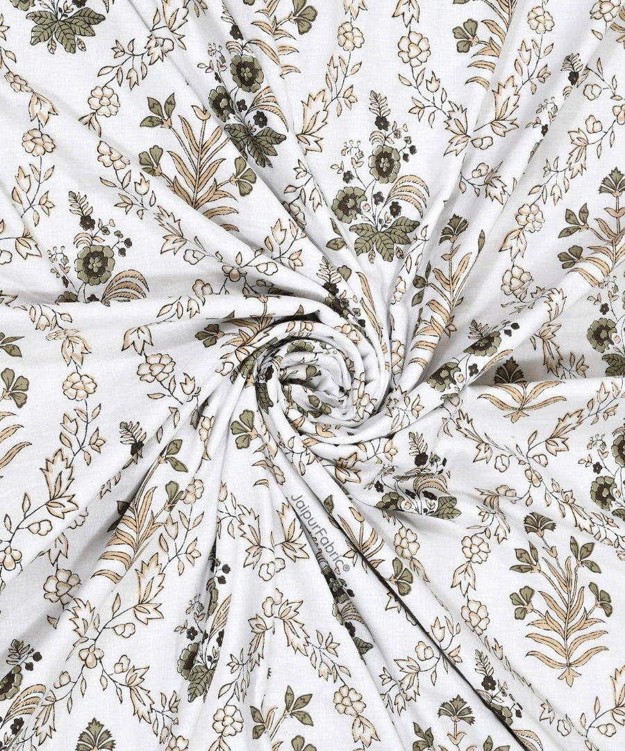 Nebulous Green Block Print 400 TC Pure Premium MulMul Cotton Single Bed Dohar