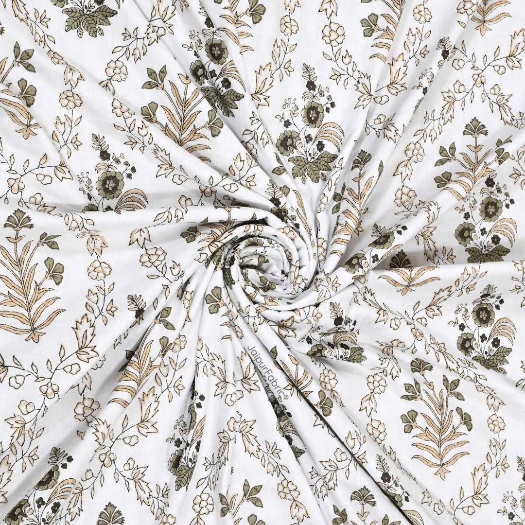 Nebulous Green Block Print 400 TC Pure Premium MulMul Cotton Single Bed Dohar