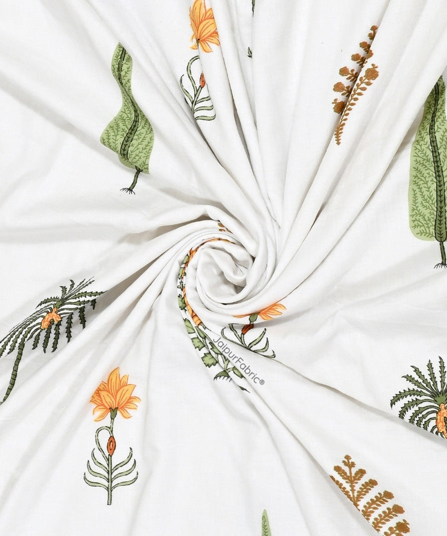 Bamboo Mustard Block Print 400 TC Pure Premium MulMul Cotton Single Bed Dohar