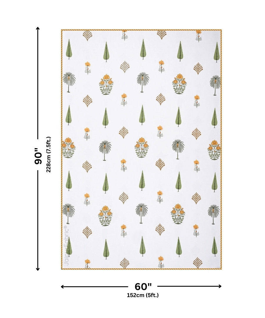 Bamboo Mustard Block Print 400 TC Pure Premium MulMul Cotton Single Bed Dohar