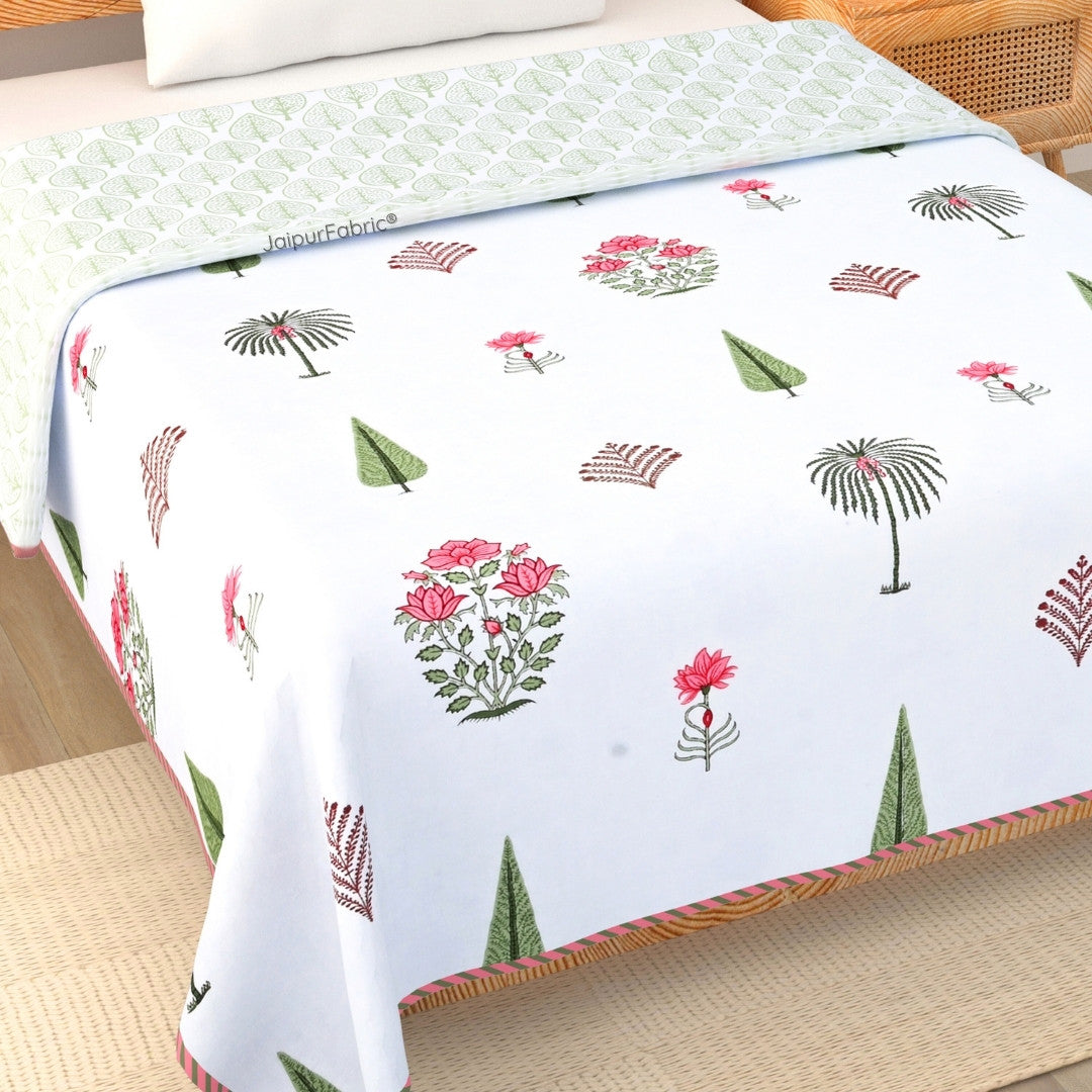 Bamboo Peach Block Print 400 TC Pure Premium MulMul Cotton Single Bed Dohar