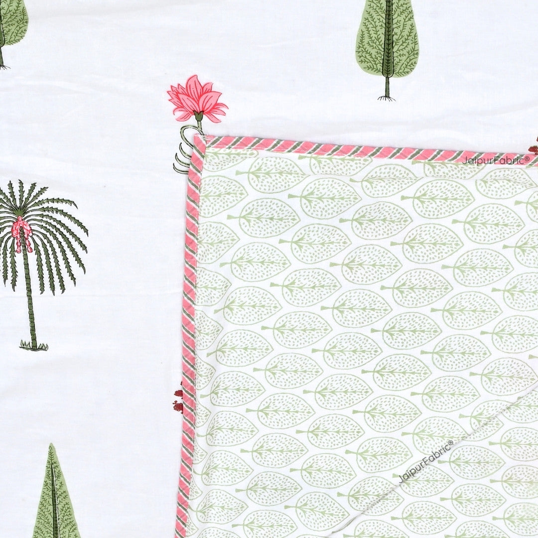 Bamboo Peach Block Print 400 TC Pure Premium MulMul Cotton Single Bed Dohar