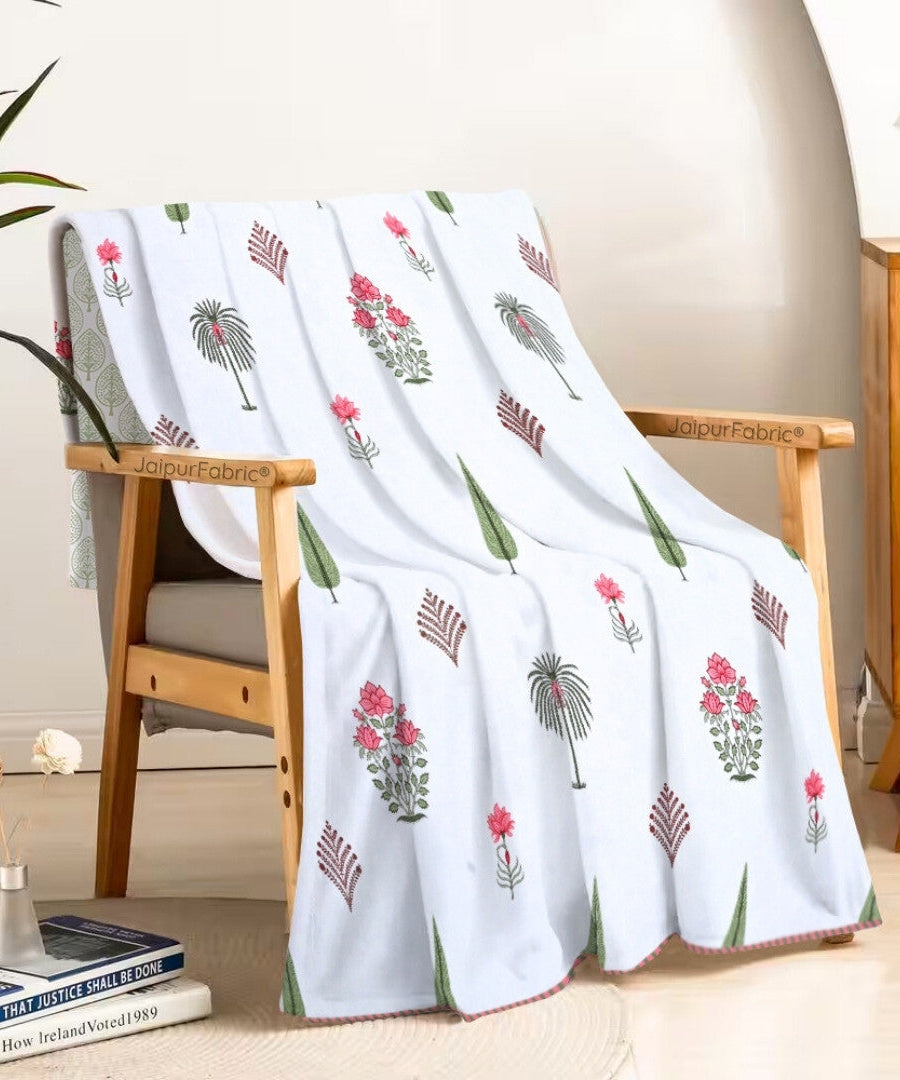 Bamboo Peach Block Print 400 TC Pure Premium MulMul Cotton Single Bed Dohar