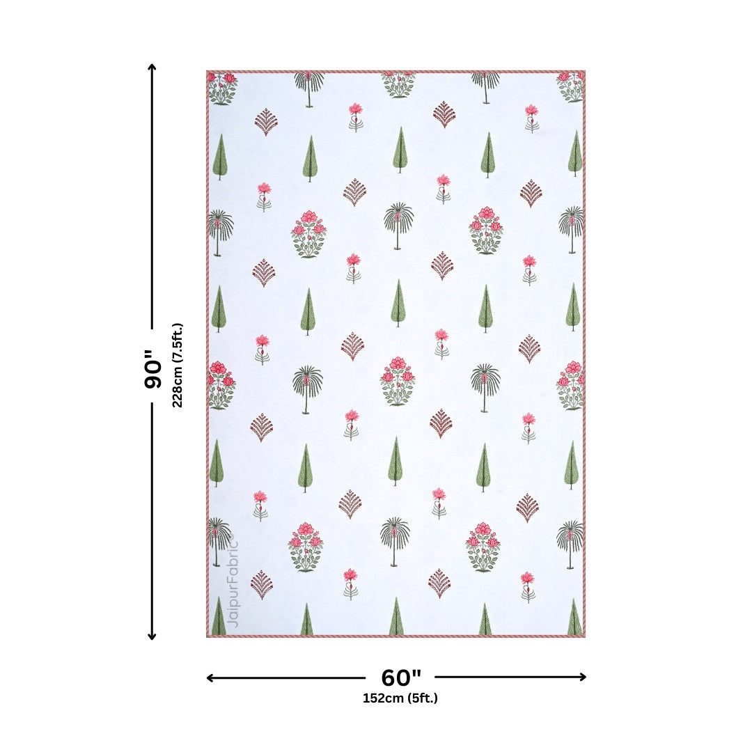 Bamboo Peach Block Print 400 TC Pure Premium MulMul Cotton Single Bed Dohar