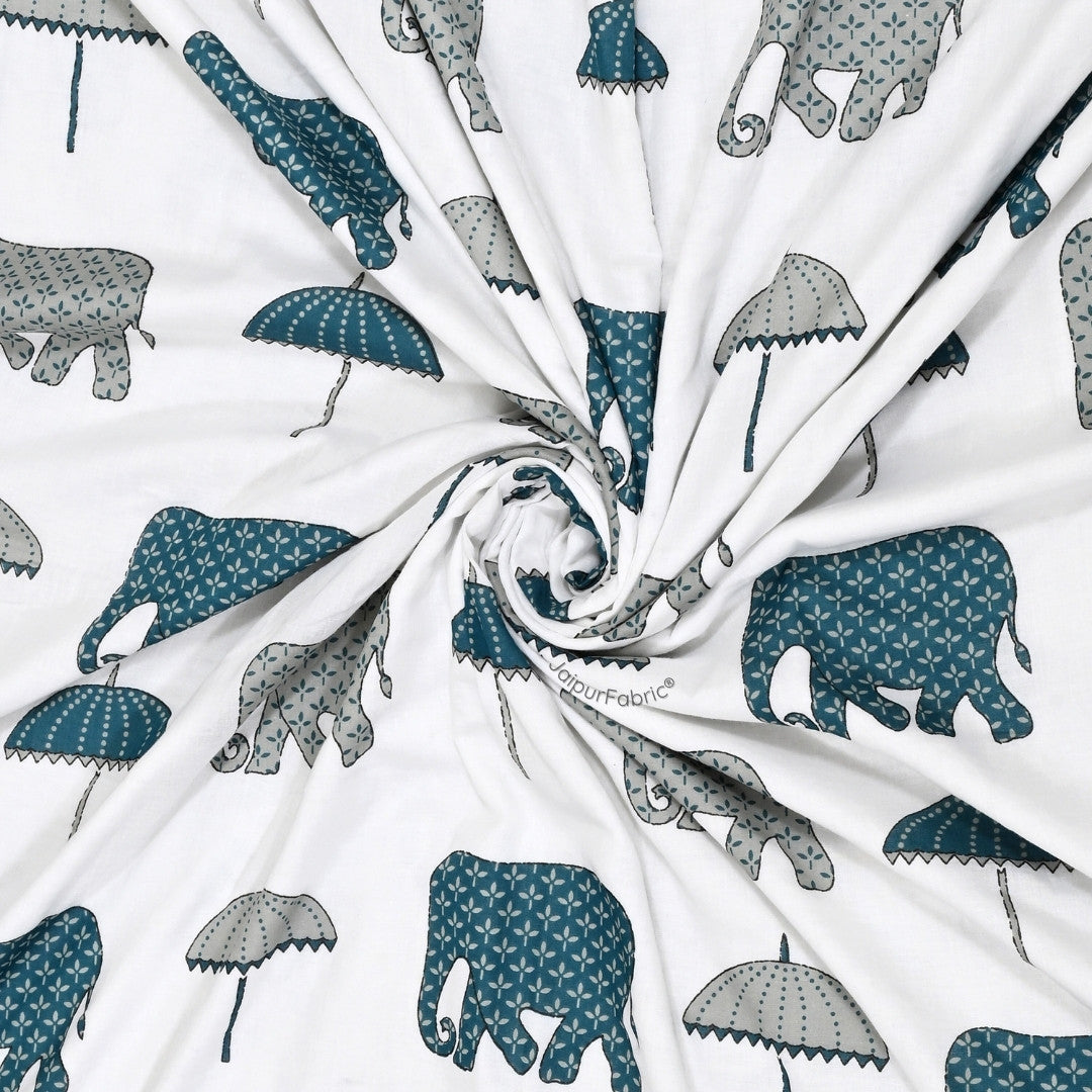 Artistic Green Block Print 400 TC Pure Premium MulMul Cotton Single Bed Dohar