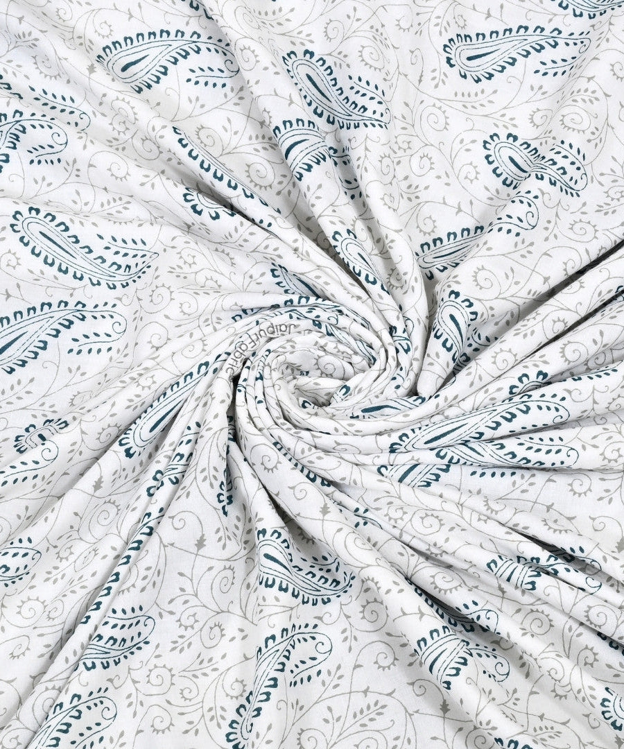 Artistic Green Block Print 400 TC Pure Premium MulMul Cotton Single Bed Dohar