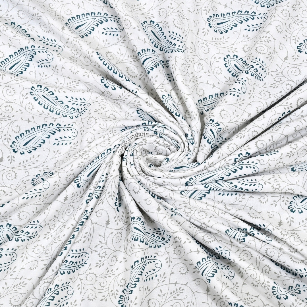 Artistic Green Block Print 400 TC Pure Premium MulMul Cotton Single Bed Dohar