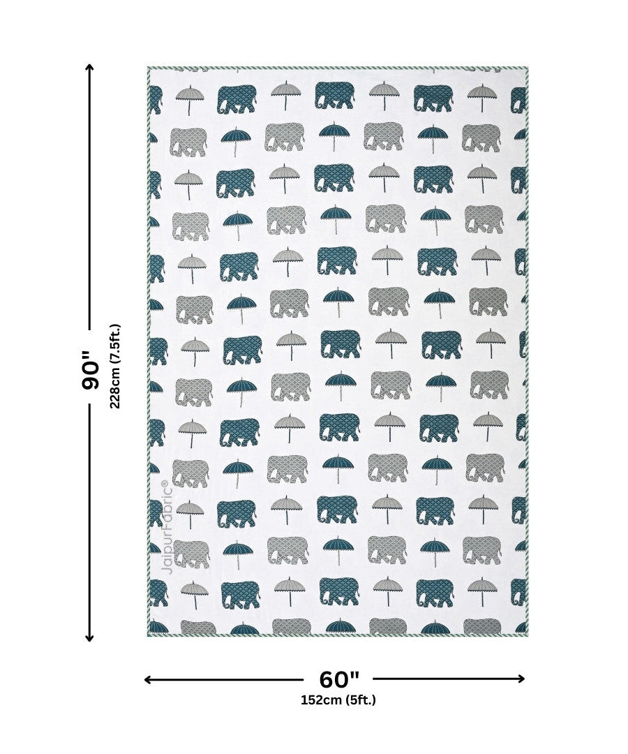 Artistic Green Block Print 400 TC Pure Premium MulMul Cotton Single Bed Dohar