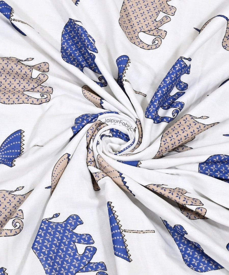 Artistic Blue Block Print 400 TC Pure Premium MulMul Cotton Single Bed Dohar