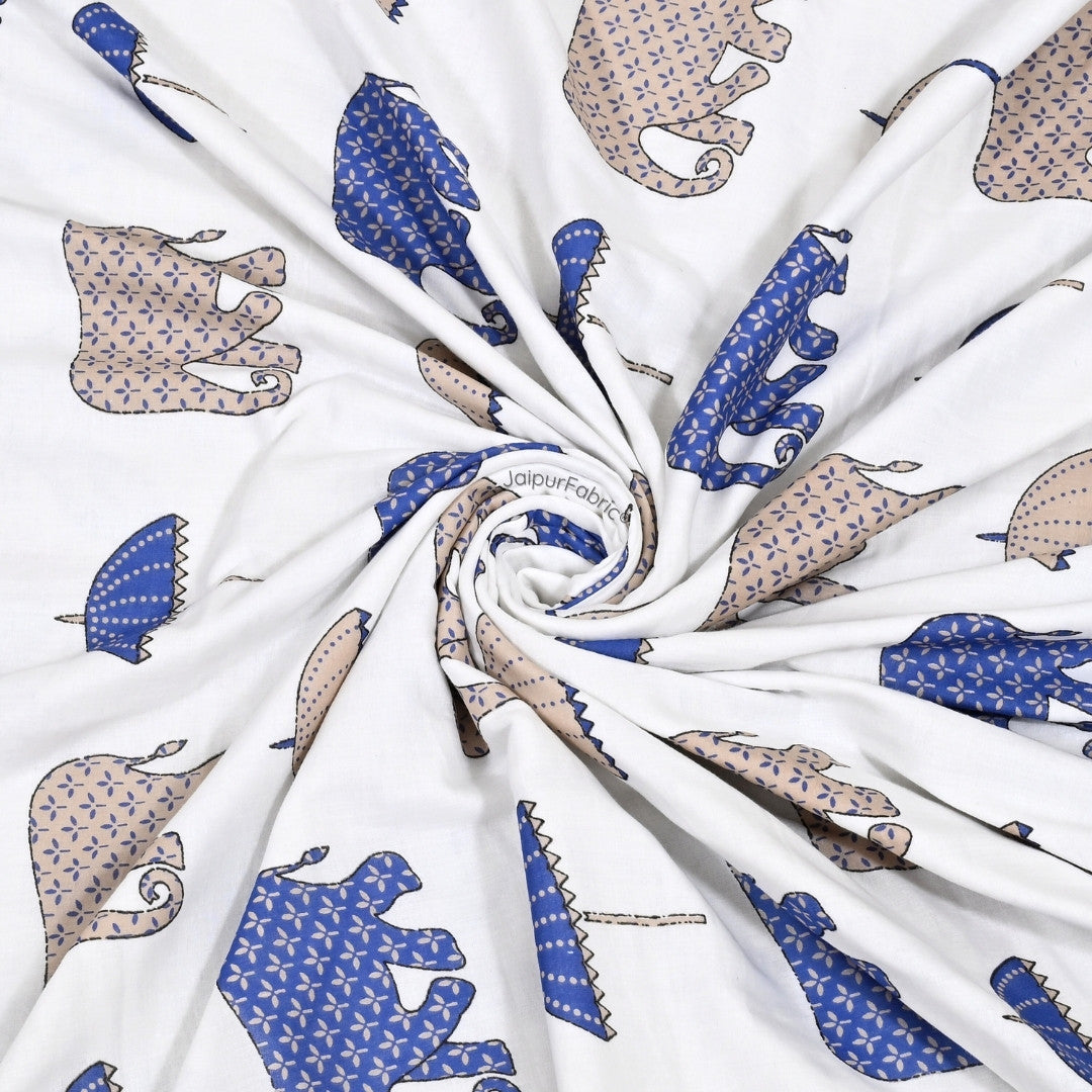 Artistic Blue Block Print 400 TC Pure Premium MulMul Cotton Single Bed Dohar