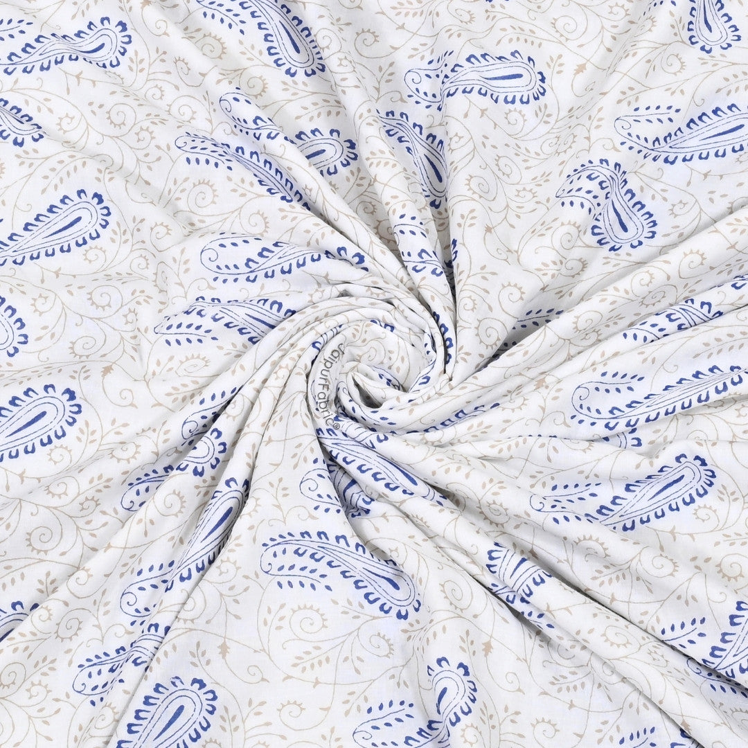 Artistic Blue Block Print 400 TC Pure Premium MulMul Cotton Single Bed Dohar