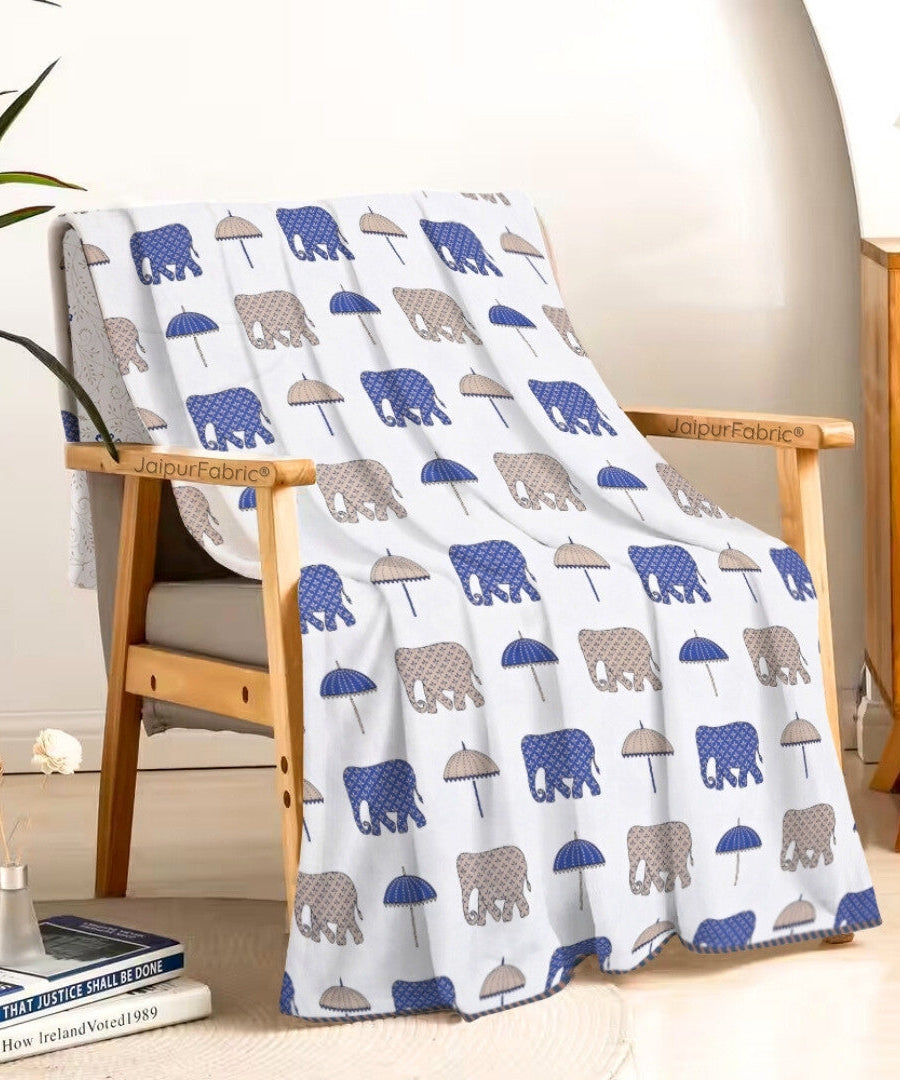 Artistic Blue Block Print 400 TC Pure Premium MulMul Cotton Single Bed Dohar