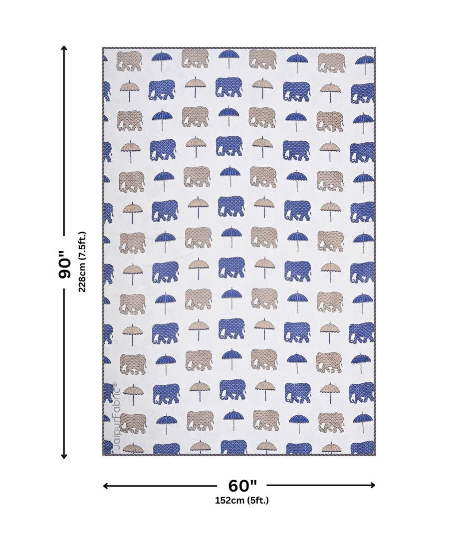 Artistic Blue Block Print 400 TC Pure Premium MulMul Cotton Single Bed Dohar