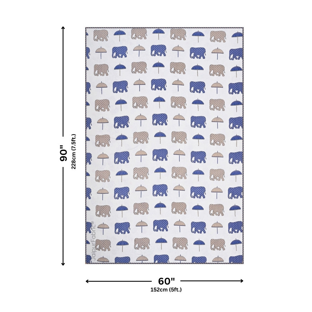 Artistic Blue Block Print 400 TC Pure Premium MulMul Cotton Single Bed Dohar