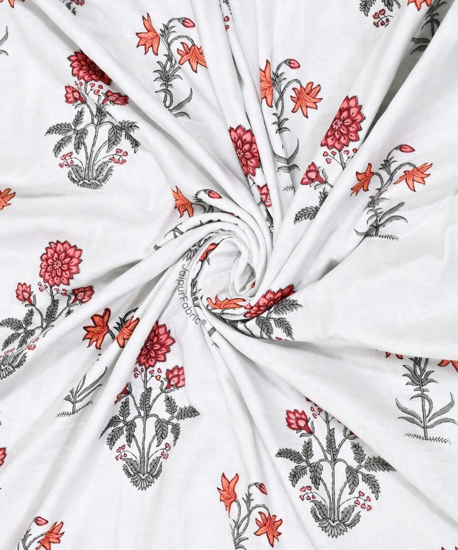 Elegance Cherry Block Print 400 TC Pure Premium MulMul Cotton Single Bed Dohar