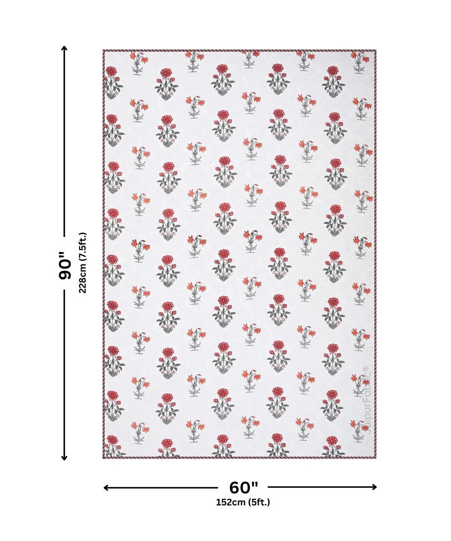 Elegance Cherry Block Print 400 TC Pure Premium MulMul Cotton Single Bed Dohar