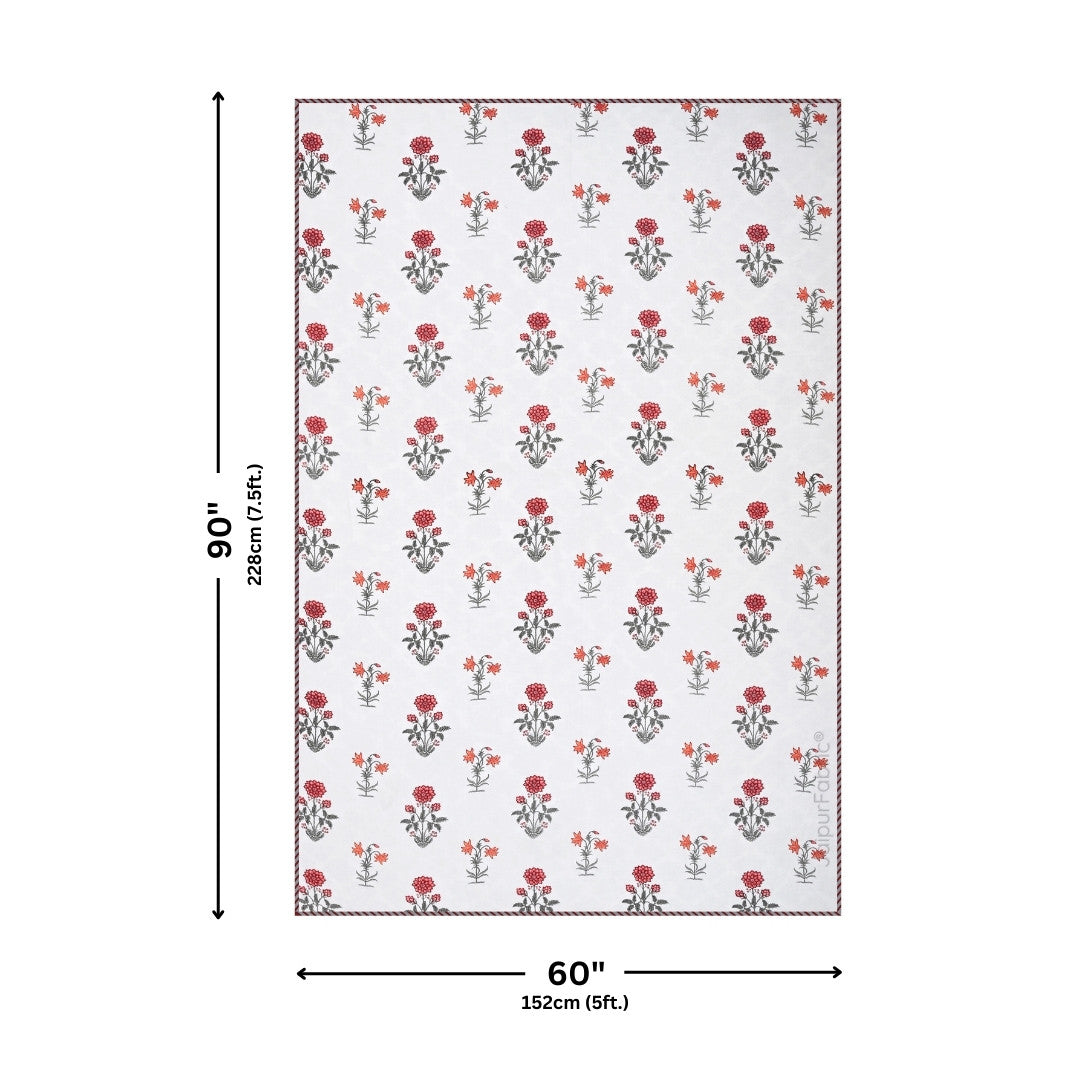 Elegance Cherry Block Print 400 TC Pure Premium MulMul Cotton Single Bed Dohar