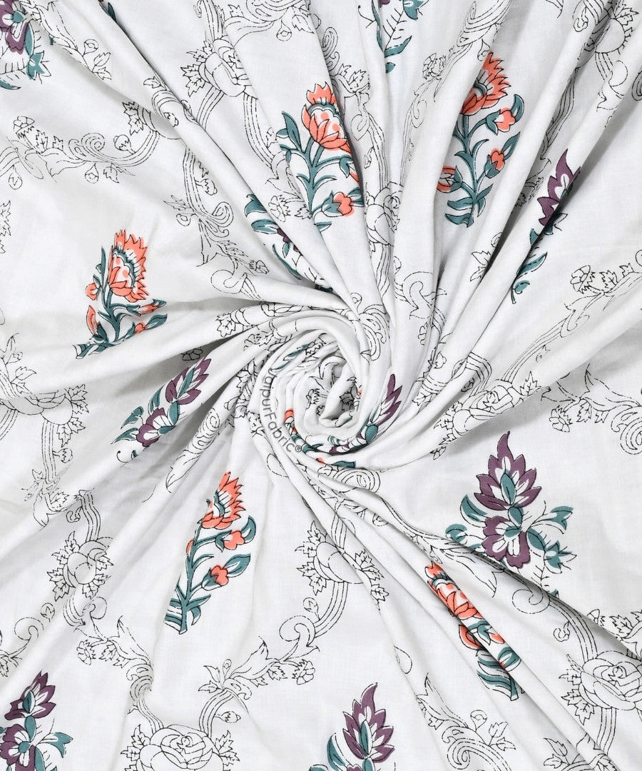 Soothing Calm Peach Block Print 400 TC Pure Premium MulMul Cotton Single Bed Dohar